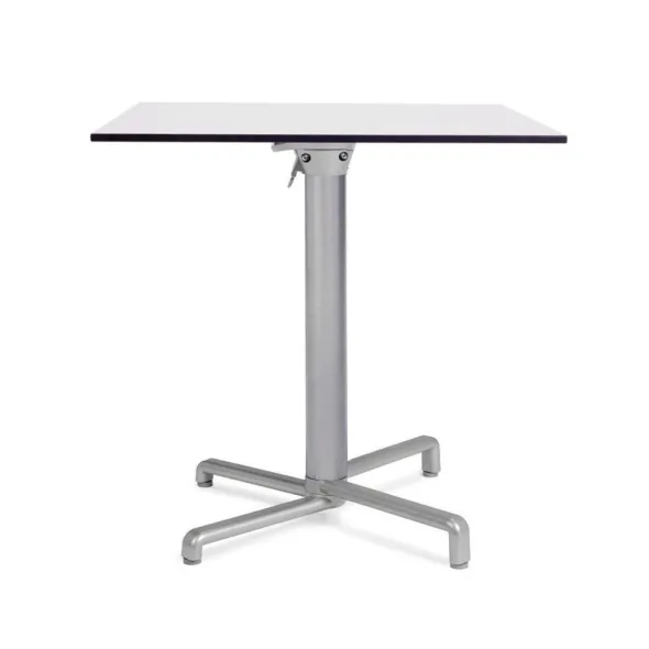 Table pliante Scudo - 80 x 80 cm - plateau stratifié compact - piétement central alu