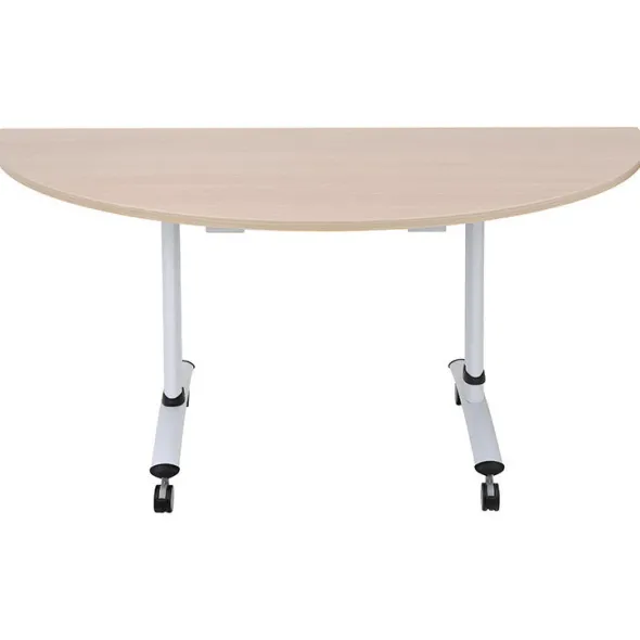 Table rabattable demi-lune sur roulettes - 160 x 80 cm - plateau stratifié antibactérien chant ABS