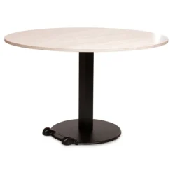 Table Ziiit - Ø 130 cm - plateau stratifié antibactérien chant ABS - piétement central acier embase fonte