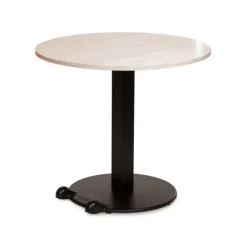 Table Ziiit - Ø 90 cm - plateau stratifié antibactérien chant ABS - piétement central acier embase fonte