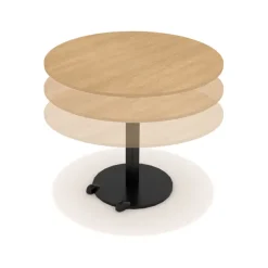 Table Ziiit - Ø 110 cm - plateau stratifié antibactérien chant ABS - piétement central acier fonte hauteur réglable