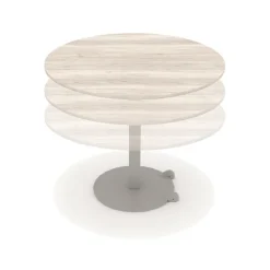 Table Ziiit - Ø 110 cm - plateau stratifié antibactérien chant ABS - piétement central acier fonte hauteur réglable