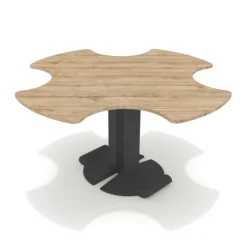 Table Ziiit Margueritte 4 personnes - plateau stratifié antibactérien chant ABS - piétement central acier fonte