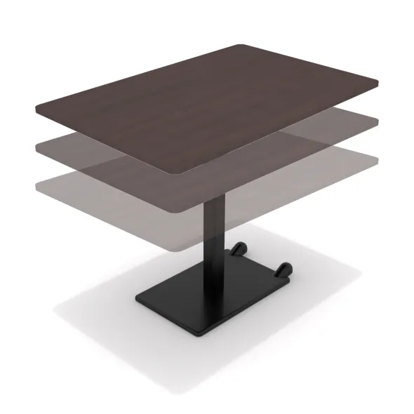 Table Ziiit rectangle HR - 120 x 90 cm - plateau stratifié antibactérien chant ABS - piétement central acier fonte
