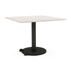 Table Ziiit - 110 x 110 cm - plateau stratifié antibactérien chant ABS - piétement central acier embase fonte