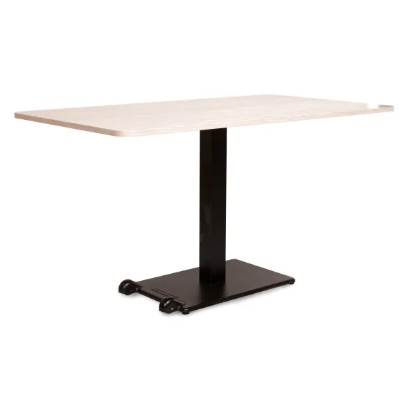 Table Ziiit - 130 x 80 cm - plateau stratifié antibactérien chant ABS - piétement central acier embase fonte
