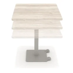 Table Ziiit - 80 x 80 cm - plateau stratifié antibactérien chant ABS - piétement central acier fonte hauteur réglable