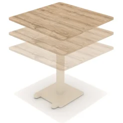 Table Ziiit - 80 x 80 cm - plateau stratifié antibactérien chant ABS - piétement central acier fonte hauteur réglable