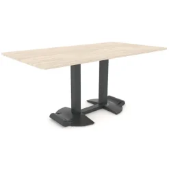 Table Ziiit - 180 x 80 cm - plateau stratifié antibactérien chant ABS - 2 pieds fonte base demi-ronde avec roulettes