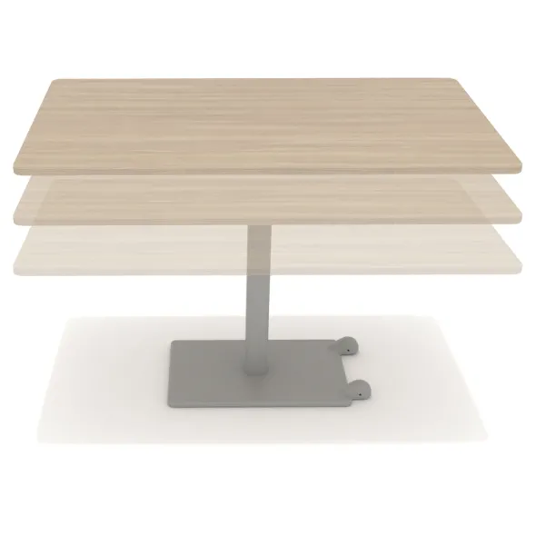 Table Ziiit - 140 x 80 cm - plateau stratifié antibactérien chant ABS - piétement central acier fonte hauteur réglable