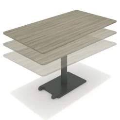 Table Ziiit - 140 x 80 cm - plateau stratifié antibactérien chant ABS - piétement central acier fonte hauteur réglable