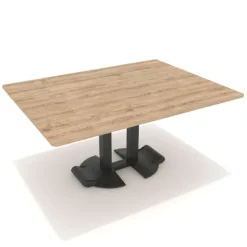 Table Ziiit - 160 x 120 cm - plateau stratifié antibactérien chant ABS - 2 pieds fonte base demi-ronde avec roulettes