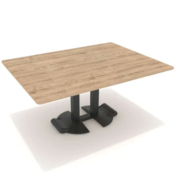 Table Ziiit - 160 x 120 cm - plateau stratifié antibactérien chant ABS - 2 pieds fonte base demi-ronde avec roulettes