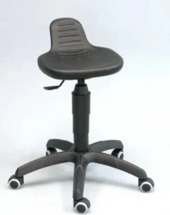 Tabouret ajustable en hauteur avec dossier (avec roulettes)