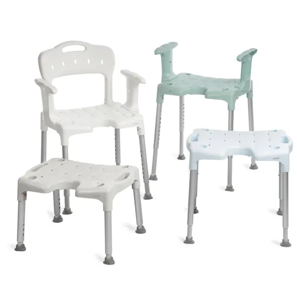 Tabouret douche Etac Swift - h. assise réglable de 42 à 57 cm (7 crans) - poids lim. 160 kg - vert lagon