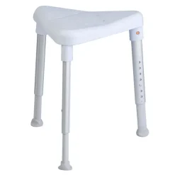 Tabouret douche triangulaire Edge - 3 pieds - h. assise réglable de 42 à 57 cm (7 crans) - poids lim. 130 kg - bleu