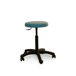 Tabouret rond à roulettes - assise tissu enduit - embase 5 branches noir