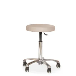 Tabouret rond à roulettes - pied 5 branches aluminium poli