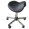 Tabouret selle de cheval sur roulettes à hauteur variable 45-58 cm, commande aux pieds