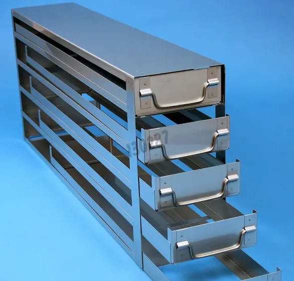 Étagère lxpxh 140x700x306mm 5 tiroirs pour 5x5 boites dim ext 133x133x53mm