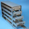 Étagère lxpxh 140x434x306mm 5 tiroirs pour 5x3 boites dim ext 133x133x53mm