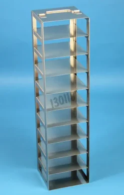 Étagère verticale lxpxh 138x138x556mm 10 étages pour boite dim ext 133x133x53mm