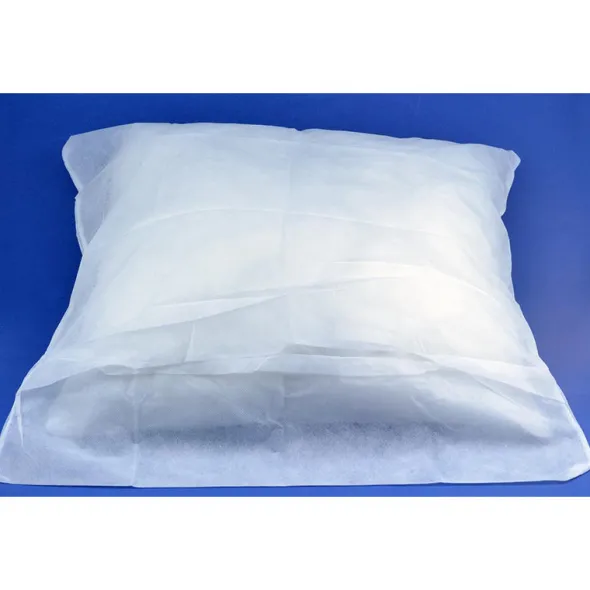 Taie d'oreiller - 35g/m² - 60 x 60 cm - rabat 18cm - blanc - usage unique - 1 carton de 75 unités