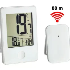 Thermomètre digital int./ext. - 1 émetteur sans fil - Horloge - Coloris noir x1