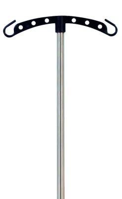 Tige porte-sérum fixe en inox - 2 crochets plastique