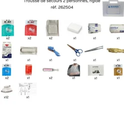 Trousse de secours 2 personnes en polypropylène rigide - équipée - blanc