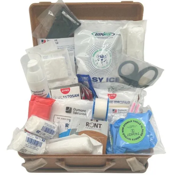 Trousse de secours 8/10 personnes en matière recyclée - fibre de bois - équipée