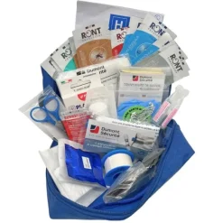 Trousse de secours souple équipée - véhicule - 4 personnes - bleu