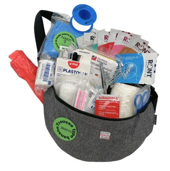 Trousse de secours type banane équipée - 1 personne - gris