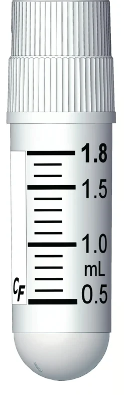 Tube cryogénique à jupe de 1,8 ml avec filetage intérieur bouchon avec joint stérile naturel x 500