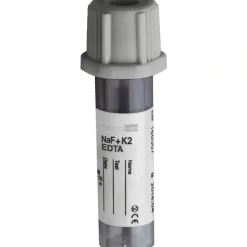 Tube Micromed , avec fluore de potassium + K2 EDTA x 0,25 ml de sang, bouchon gris x 100