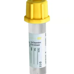 Tube Micromed , avec séparateur de gel + activateur de caillot x 0,8 ml de sang, bouchon jaune or x 100