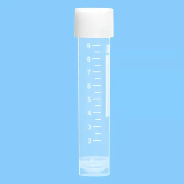 Tube 10 ml gradué avec aplat 79 x 16 PP stérile cape à vis avec jupe x 1000