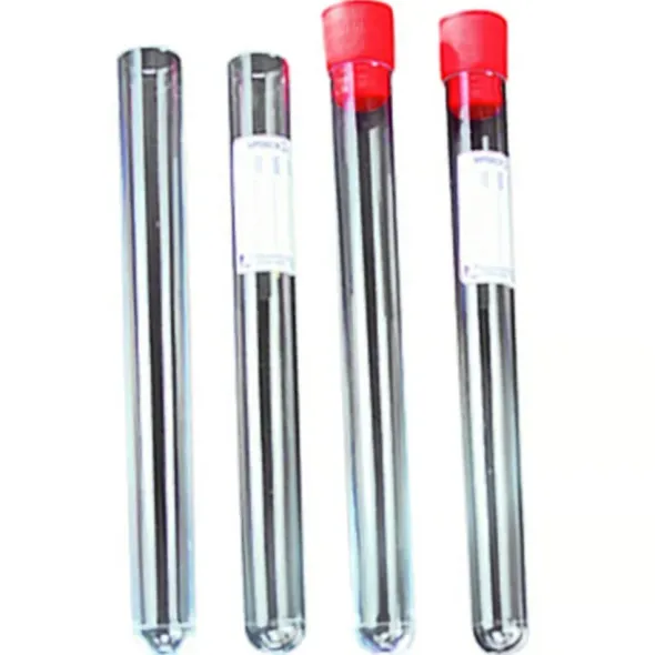 Tube stérile fond rond en PS 20 ml capuchon rouge - emballage individuel x 500