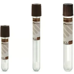 Tube stérile Vacumed avec activateur de caillot et séparateur granulés + 8 ml de sang, bouchon marron x 100