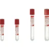 Tube stérile Vacumed Plus avec activateur de caillot + 4 ml de sang, étiquette transparente bouchon rouge x 100