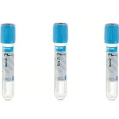 Tube stérile Vacumed Plus avec citrate de sodium 3,2% x 3,6 ml de sang coagulé étiquette transparente bouchon bleu x 100
