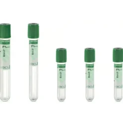 Tube stérile Vacumed Plus avec Héparine de lithium étiquette transparente bouchon vert foncé 2 ml x 100