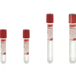Tube stérile Vacumed Plus avec activateur de caillot + 3 ml de sang, étiquette transparente bouchon rouge x 100