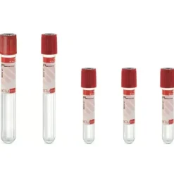 Tube stérile Vacumed sans additif x 6 ml de sang, bouchon rouge x 100