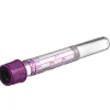 Tube VACUETTE edta k3 6 ml 13x100mm bouchon vissant lavande bague noire étiquette papier x 24 racks de 50